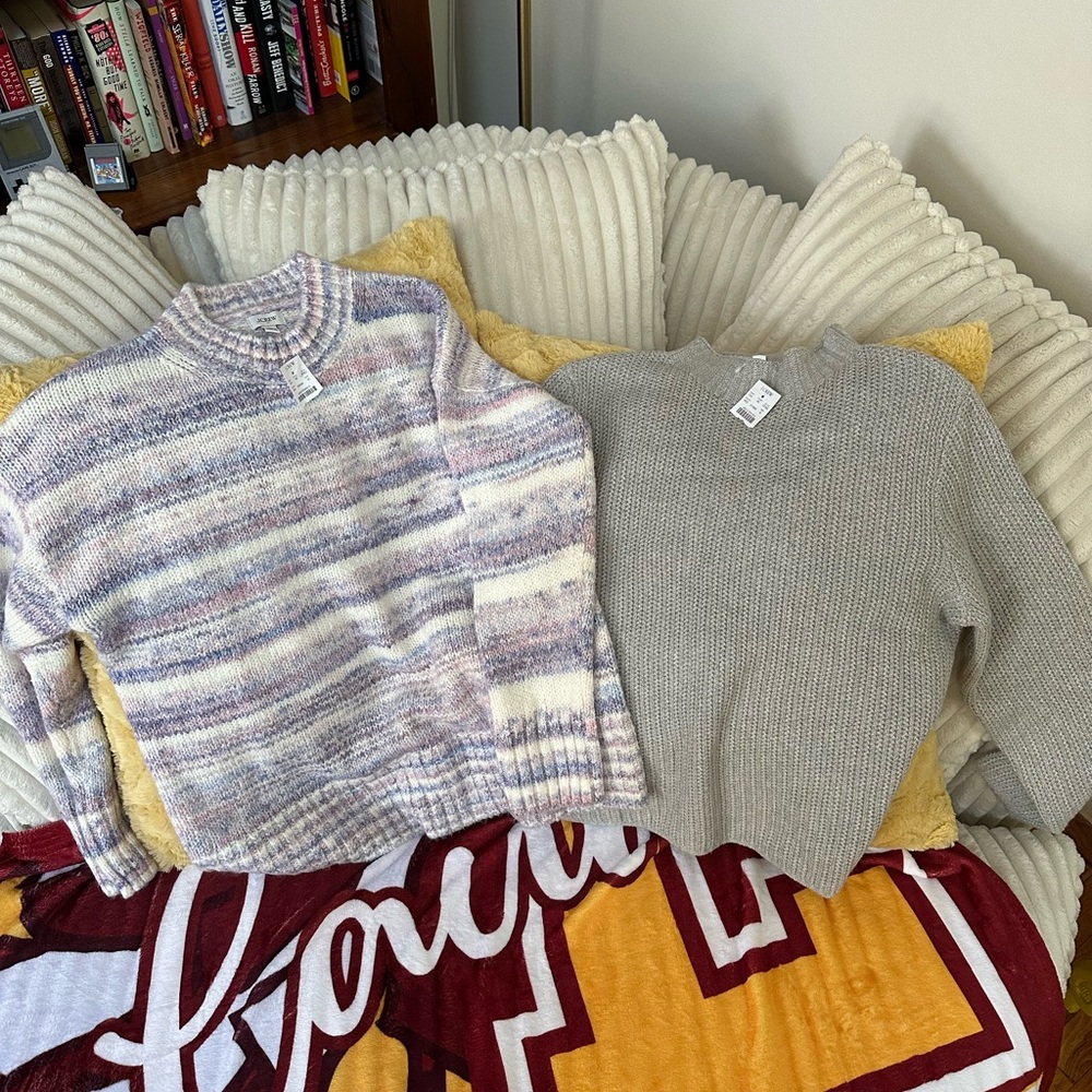 2 Sweater Bundle J. Crew Multicolor and Gray Women's Sweater Duo NWT